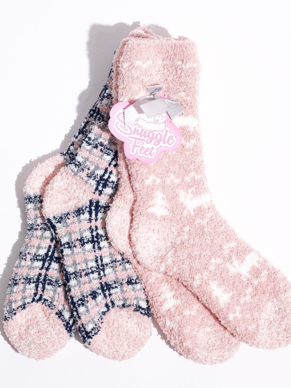 Snuggle Feet Women's Fuzzy Cozy Socks — 2 Pair Set, Size 5-9